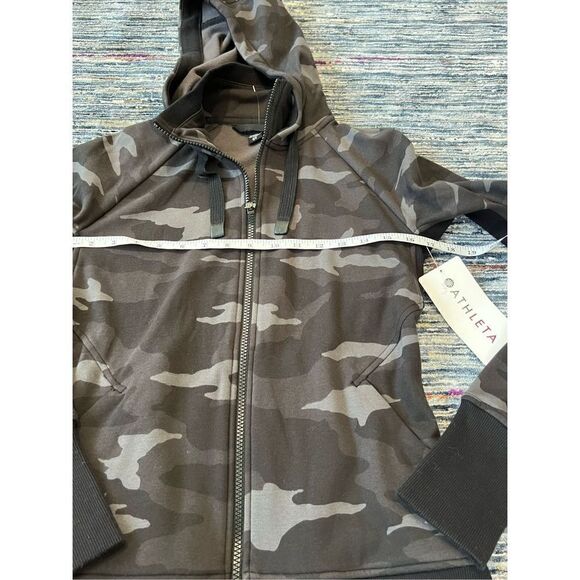 Athleta NWT Triumph Gray Printed Camo Full Zip Hoodie Jacket size XS - Picture 10 of 10